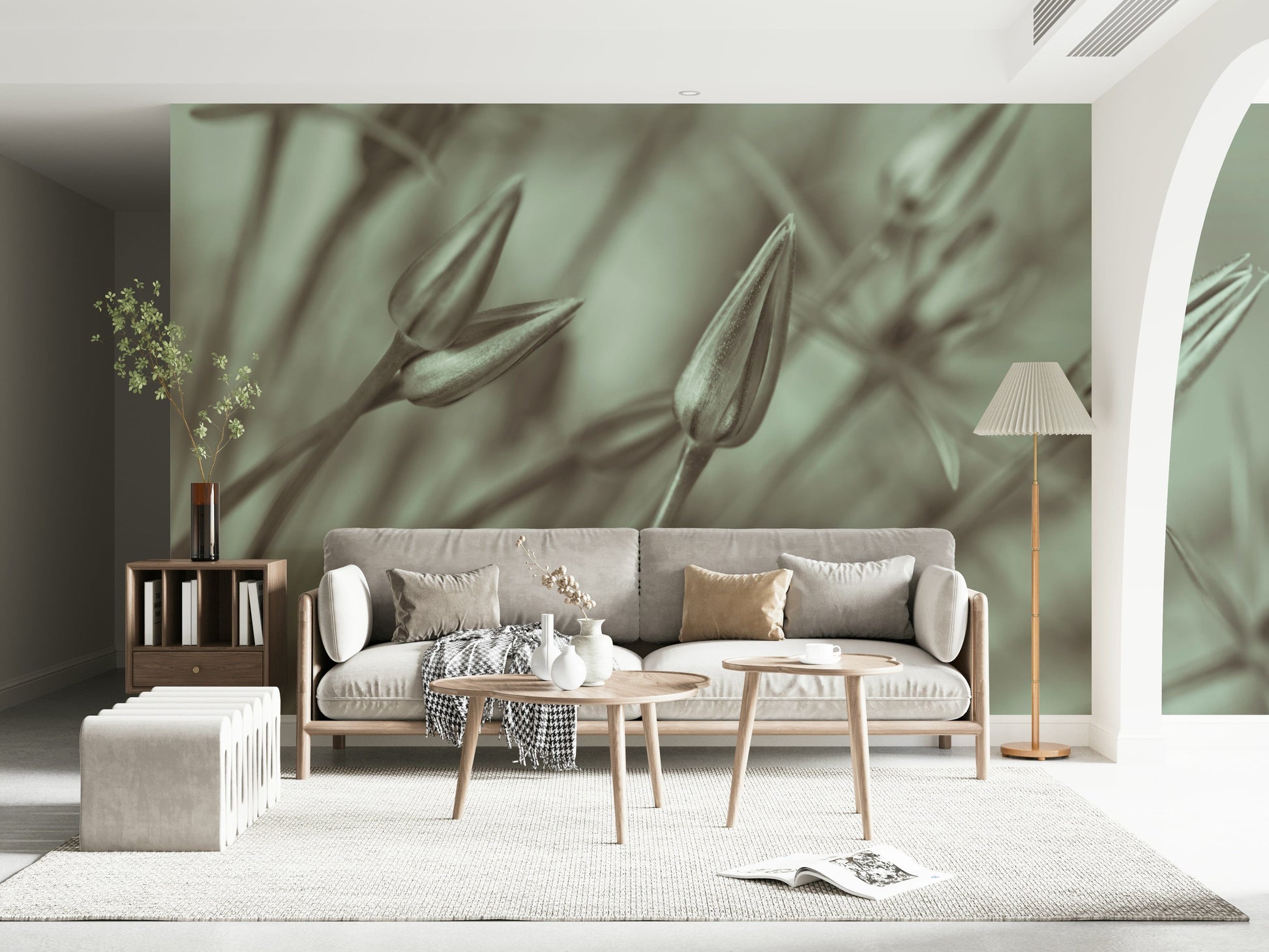 Botanical wall mural Symphony of Alliums print subtle beauty.