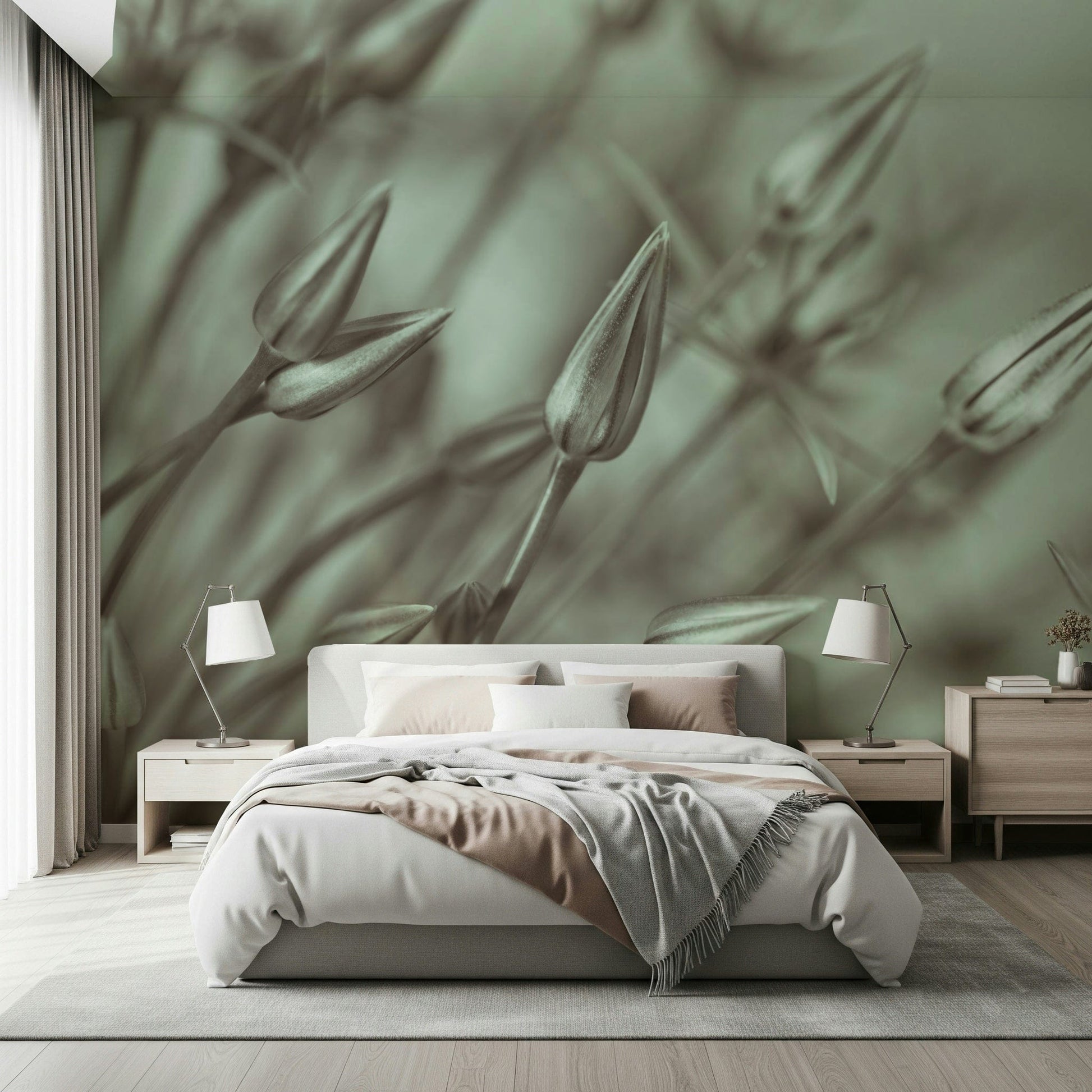 Botanical wall mural Symphony of Alliums print subtle beauty.