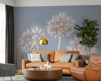 Decorative allium wall mural in neutral shade