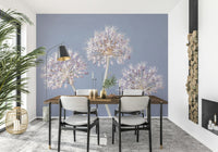 Delicate allium wall mural in soft tones