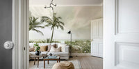 Alone at the Beach Vintage Wall Mural with muted coastal tones

