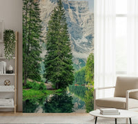 Peaceful Alpine Lake Reflection mural forest rocky mountain clear lake.