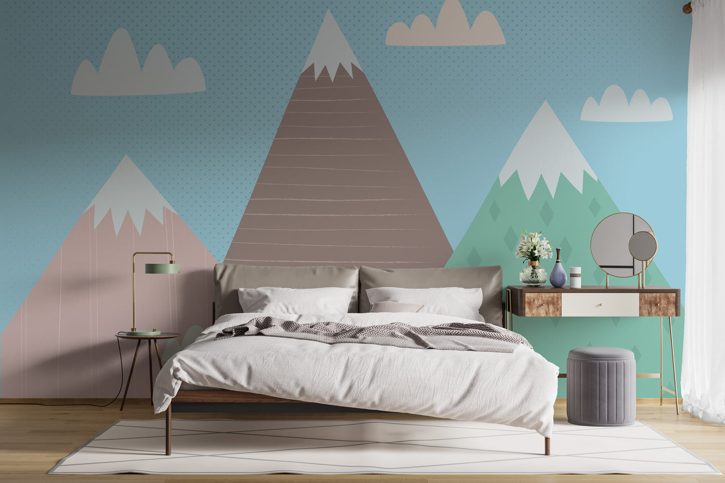 Finely illustrated Mountains Wallpaper Mural - Giffywalls