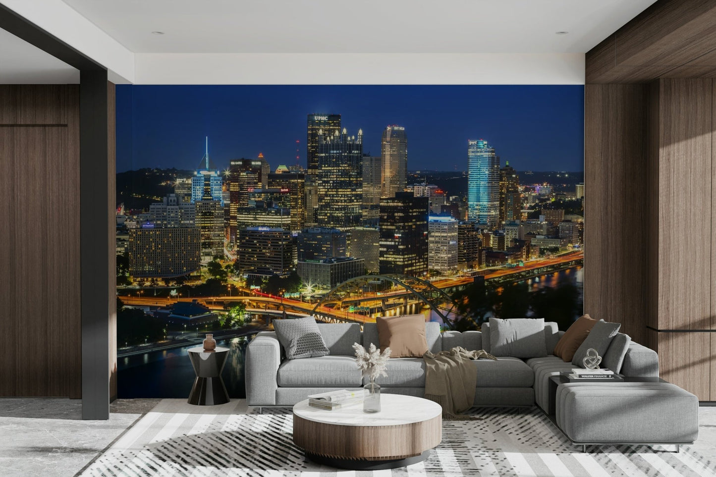 Captivating Pittsburgh skyline mural

