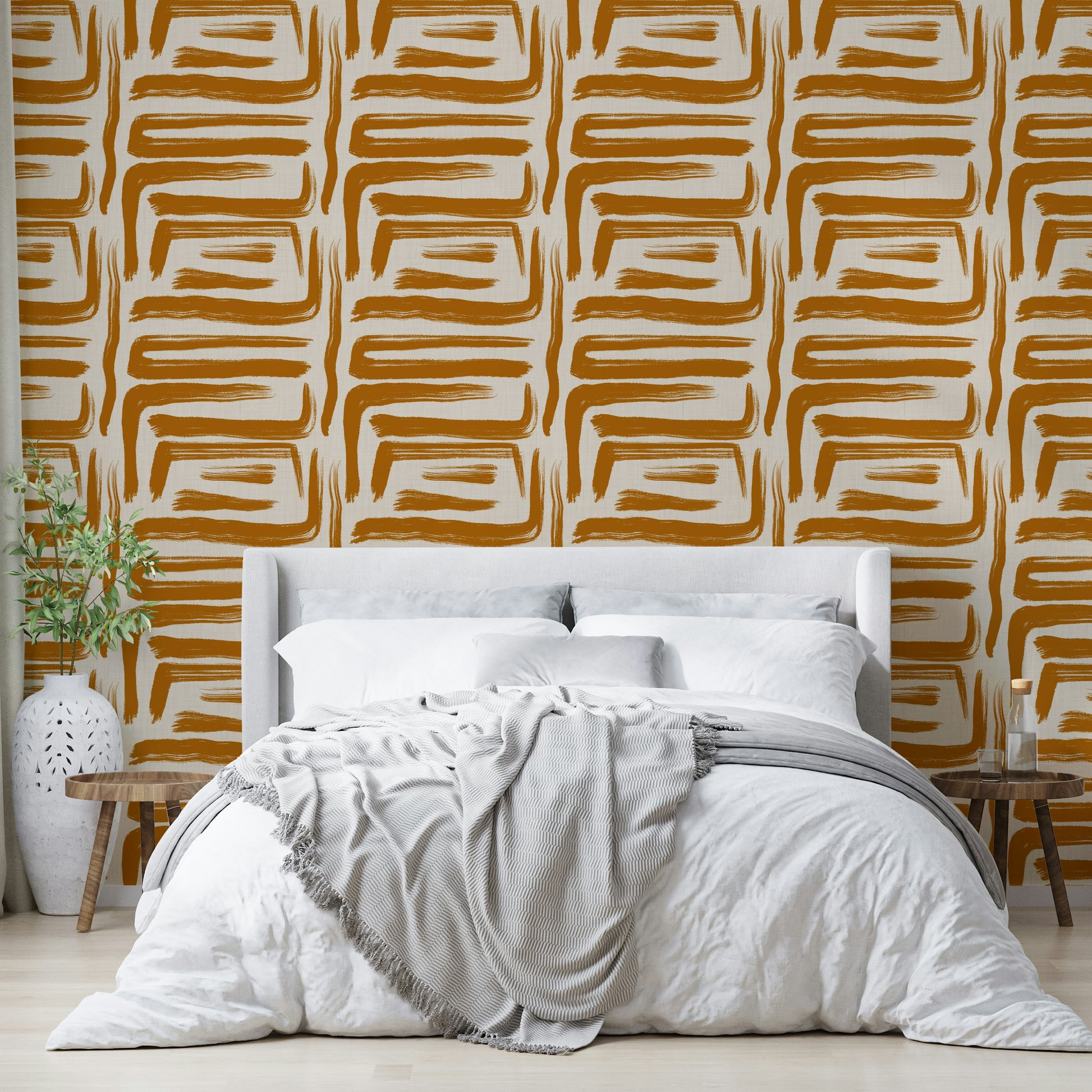 Golden amber wallpaper with bold brush textures

