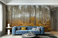 The mural extends across the entire wall, creating a clean backdrop.

