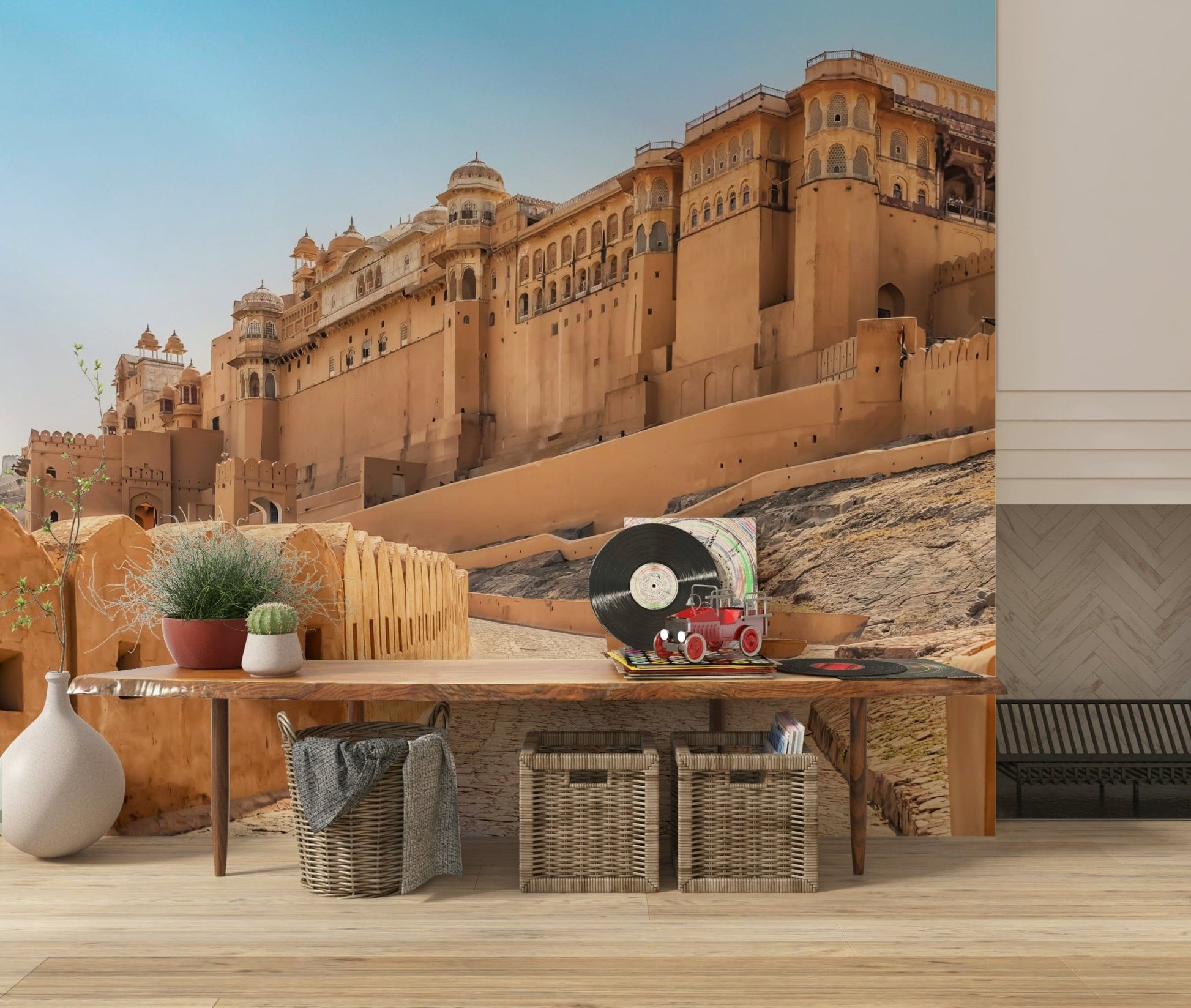 Ancient Indian fortress view, Amber Fort Grandeur wallpaper.