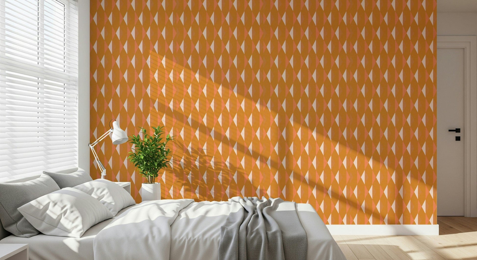 Amber Echoes retro revival peach and orange wallpaper.