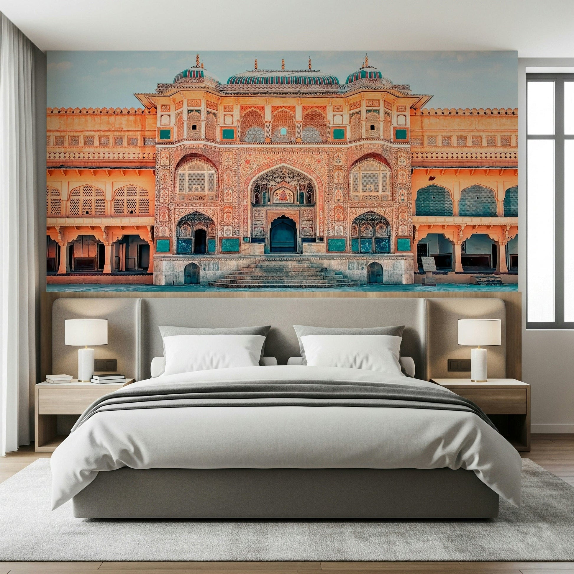 Incredible wall mural Amber Palace Majesty, colorful royal palace facade.