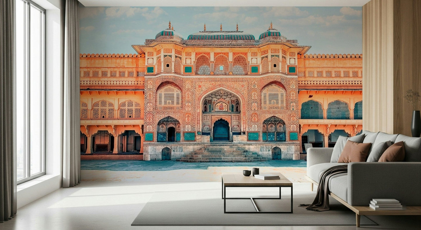 Amber Palace Majesty wallpaper mural, ornate Indian architecture design.
