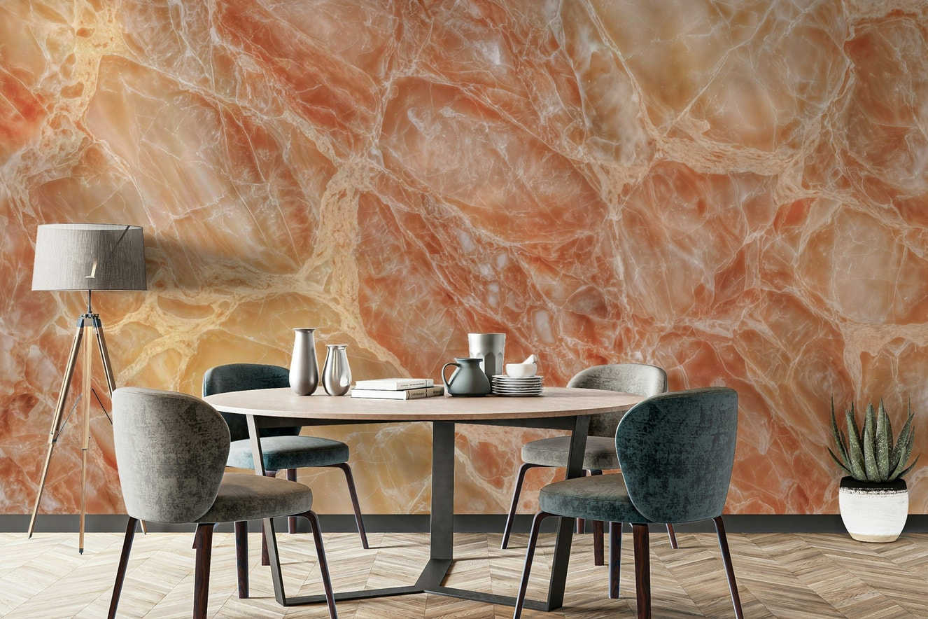 The color palette is composed of warm browns, oranges, yellows, and possibly some muted grays.
