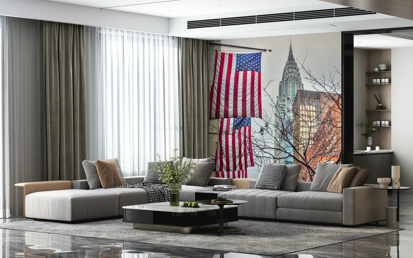 American Dreamscape downtown modern classic wallpaper.