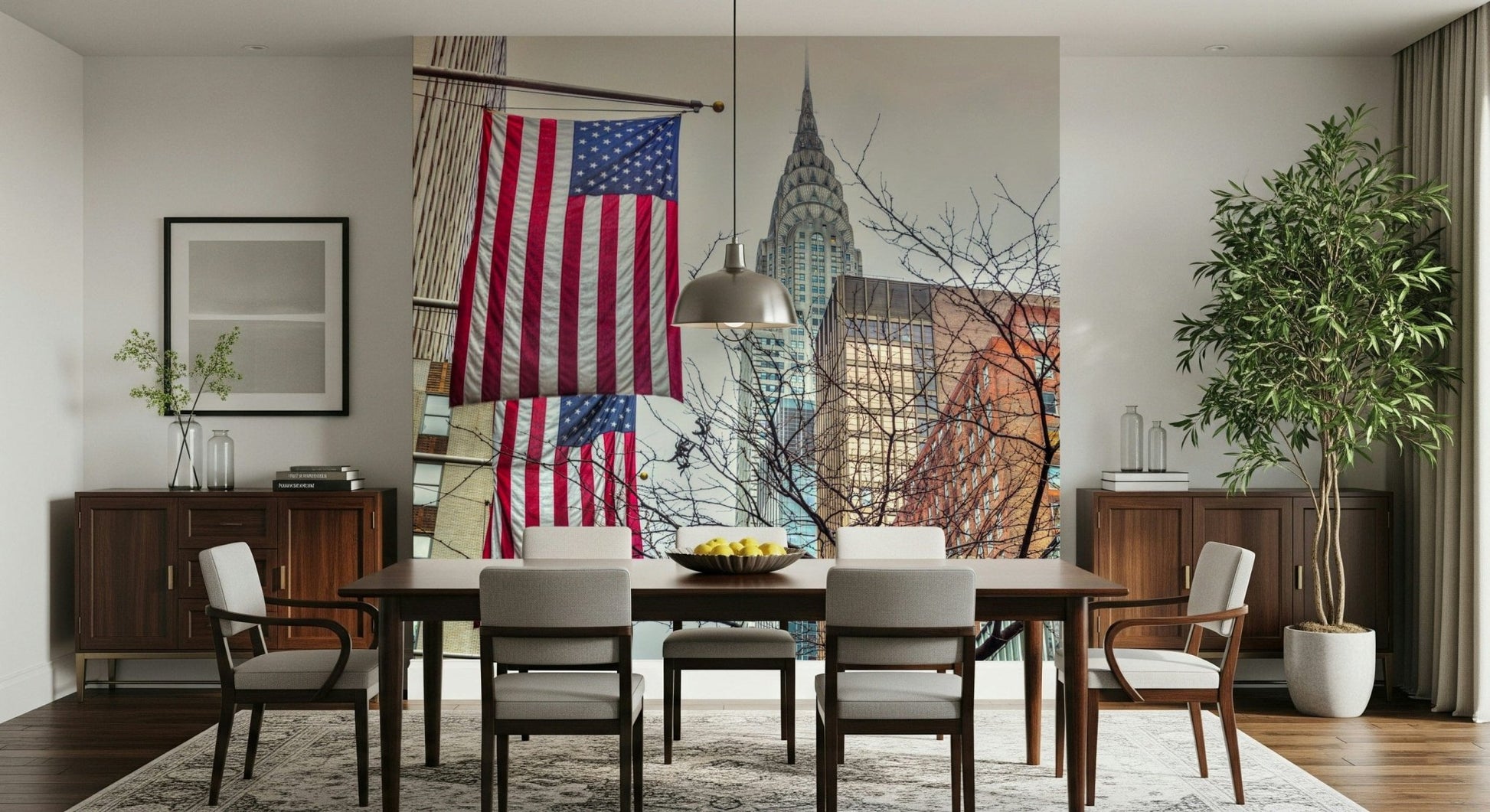 American Dreamscape dramatic flags vertical decor mural.