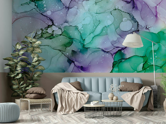Shimmering metallic details complementing purple hues


