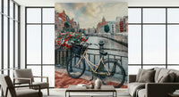 Classic architecture background Amsterdam Canal Ride wallpaper mural design.