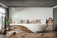 Calm water reflection mural of Amsterdam scene

