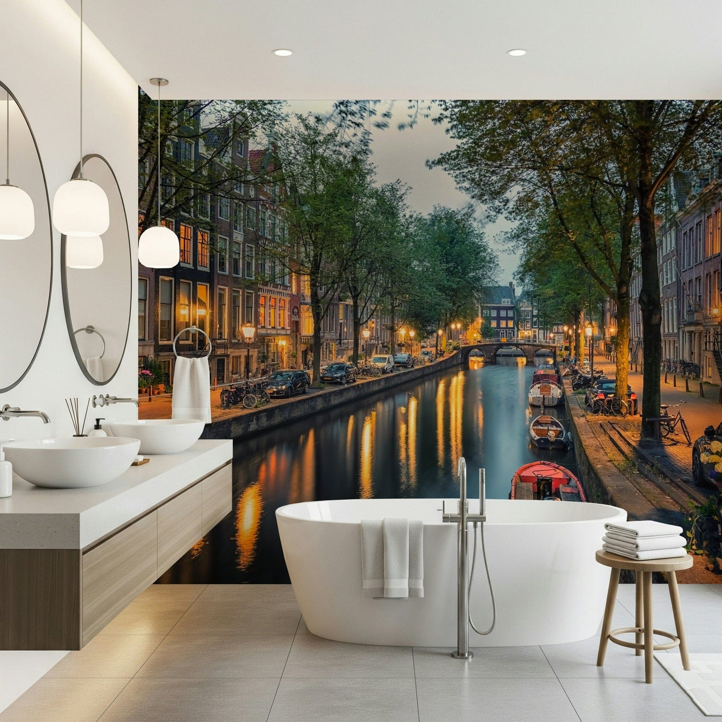 Amsterdam Canal Lights Wall Mural