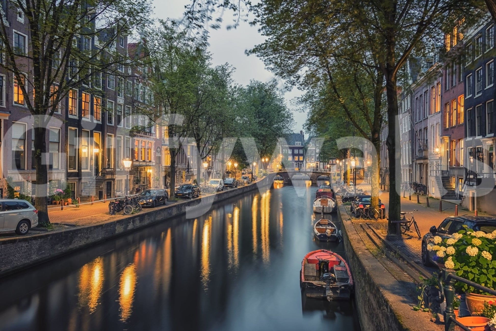 Amsterdam Canal Lights Wall Mural