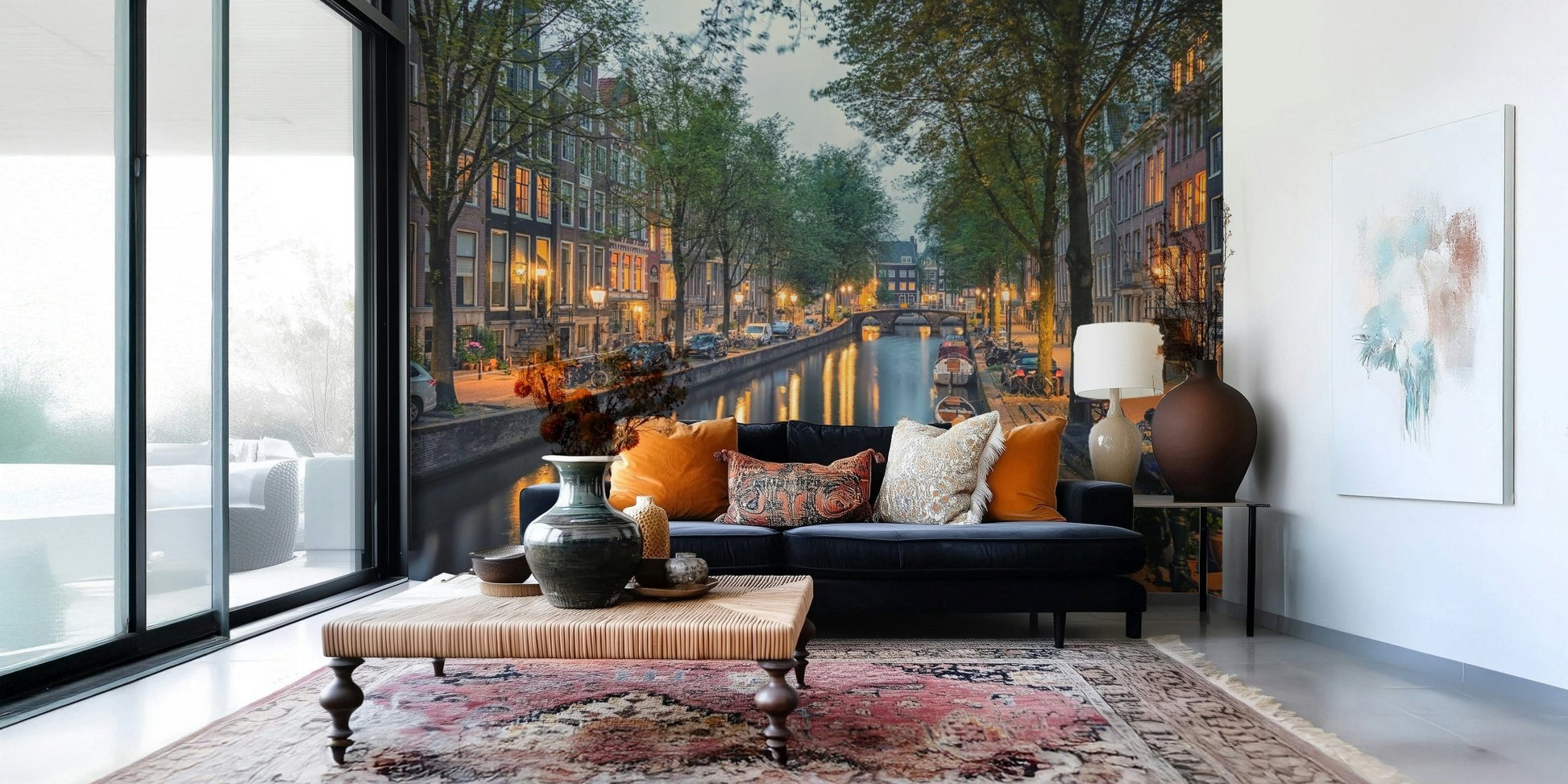 Amsterdam Canal Lights Wall Mural