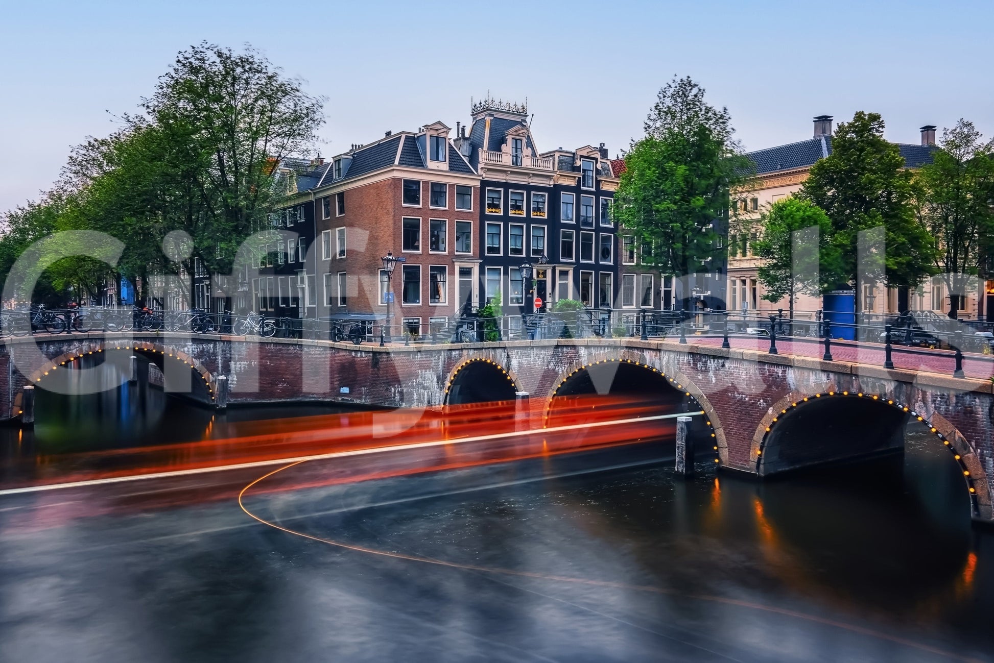Amsterdam night lights wall mural for home city wallpaper use