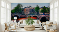 City wallpaper featuring Amsterdam canal lights after dark