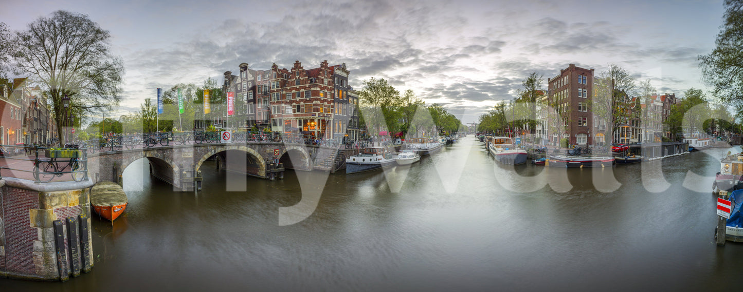 European city scene Amsterdam Canal Charm awesome wall mural