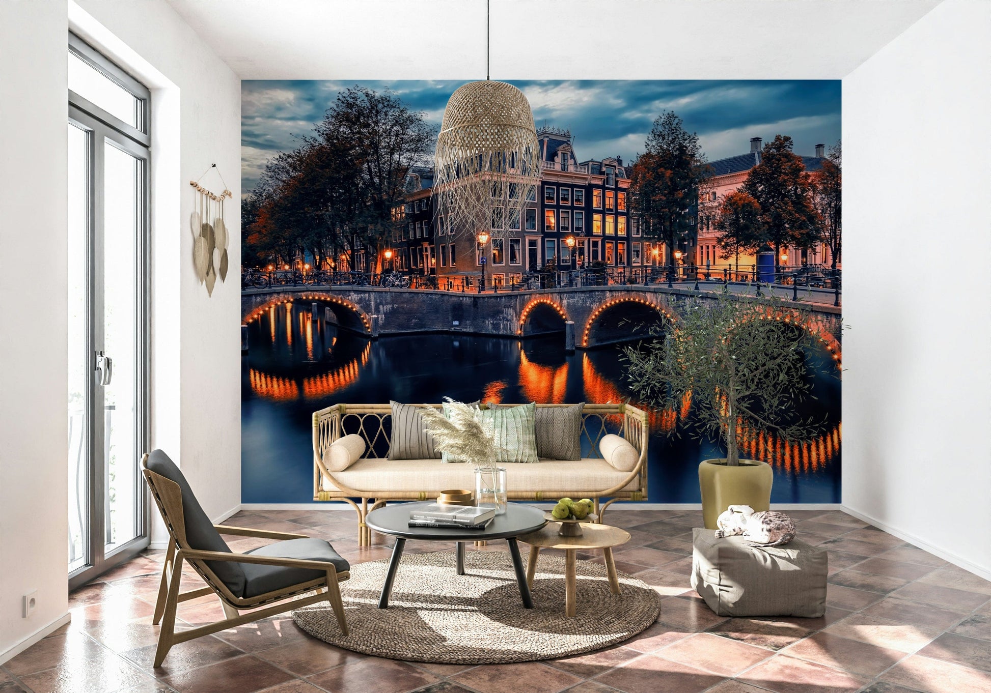 Amsterdam Nights evokes peaceful vibes on wallpaper murals.