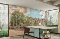 The street is made of cobblestones.

