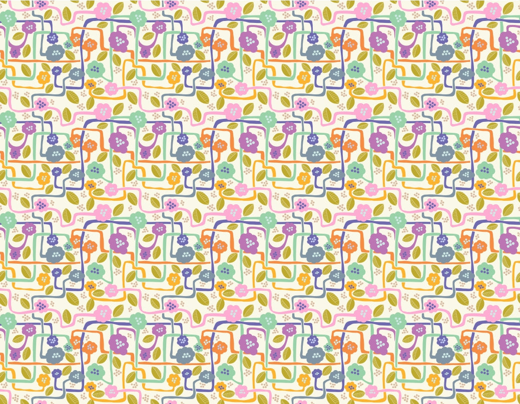 Blomstrende finurlig tapestry tapet in your room — zoomed
