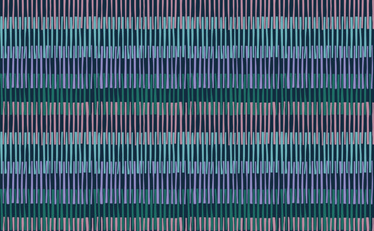 Midnight Rhythmic Striped Wallpaper