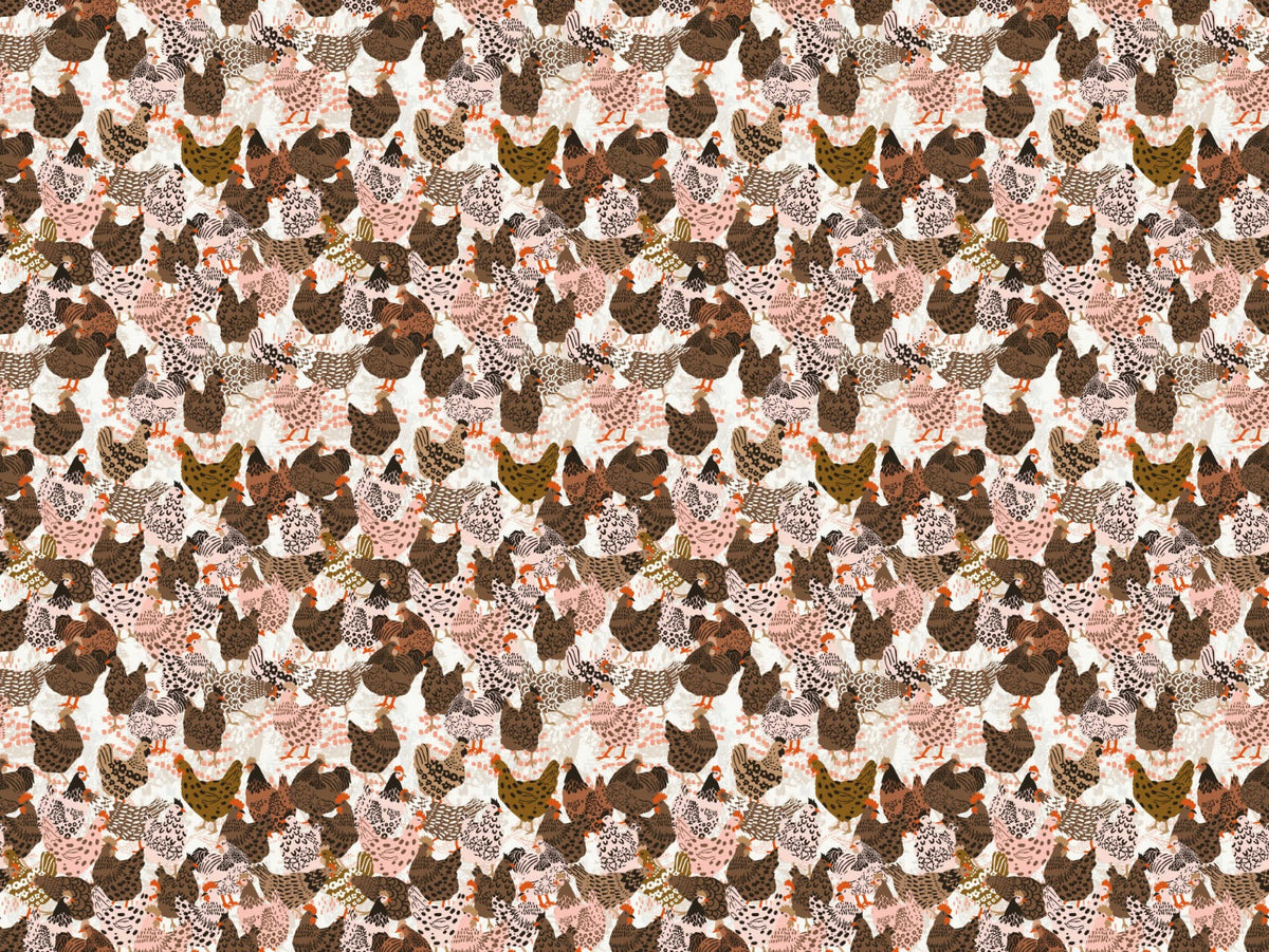 Clucking chic fjerkræ tapet in your room — zoomed