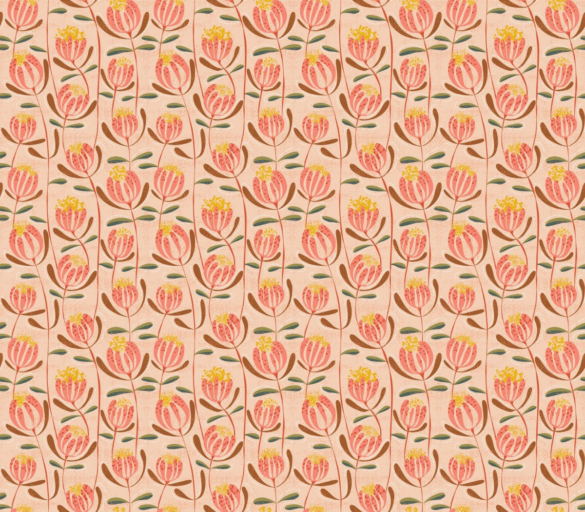 Peachy Skandi Floral Wallpaper