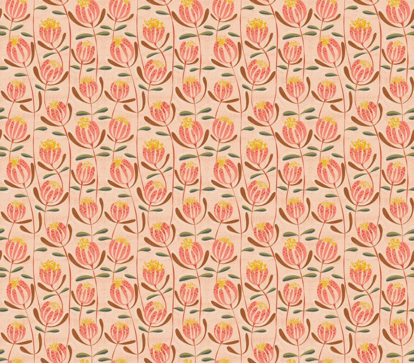 Peachy Skandi Floral Wallpaper in your room — zoomed