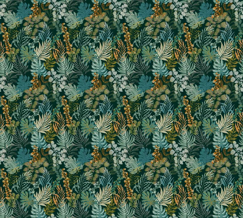 Whispering Foliage Nightfall Tapet in your room — zoomed