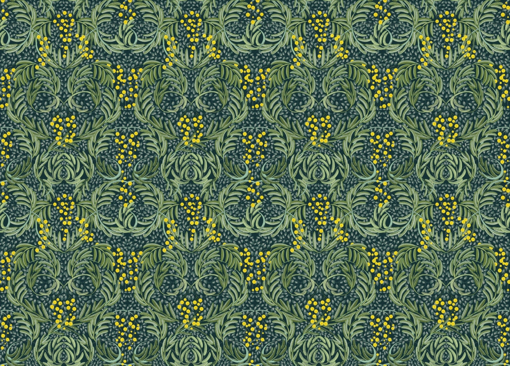 Grüner Mosaikblumen -Tapete in your room — zoomed