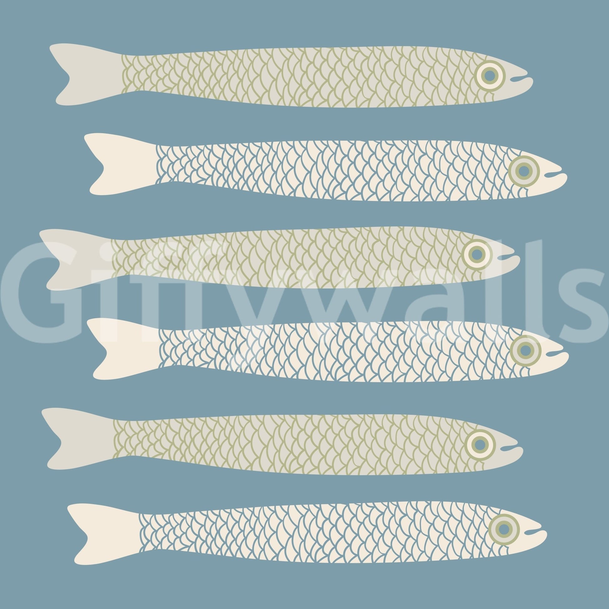 Airy and gentle fish pattern wallpaper
