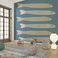 Charming cottage-style fish mural
