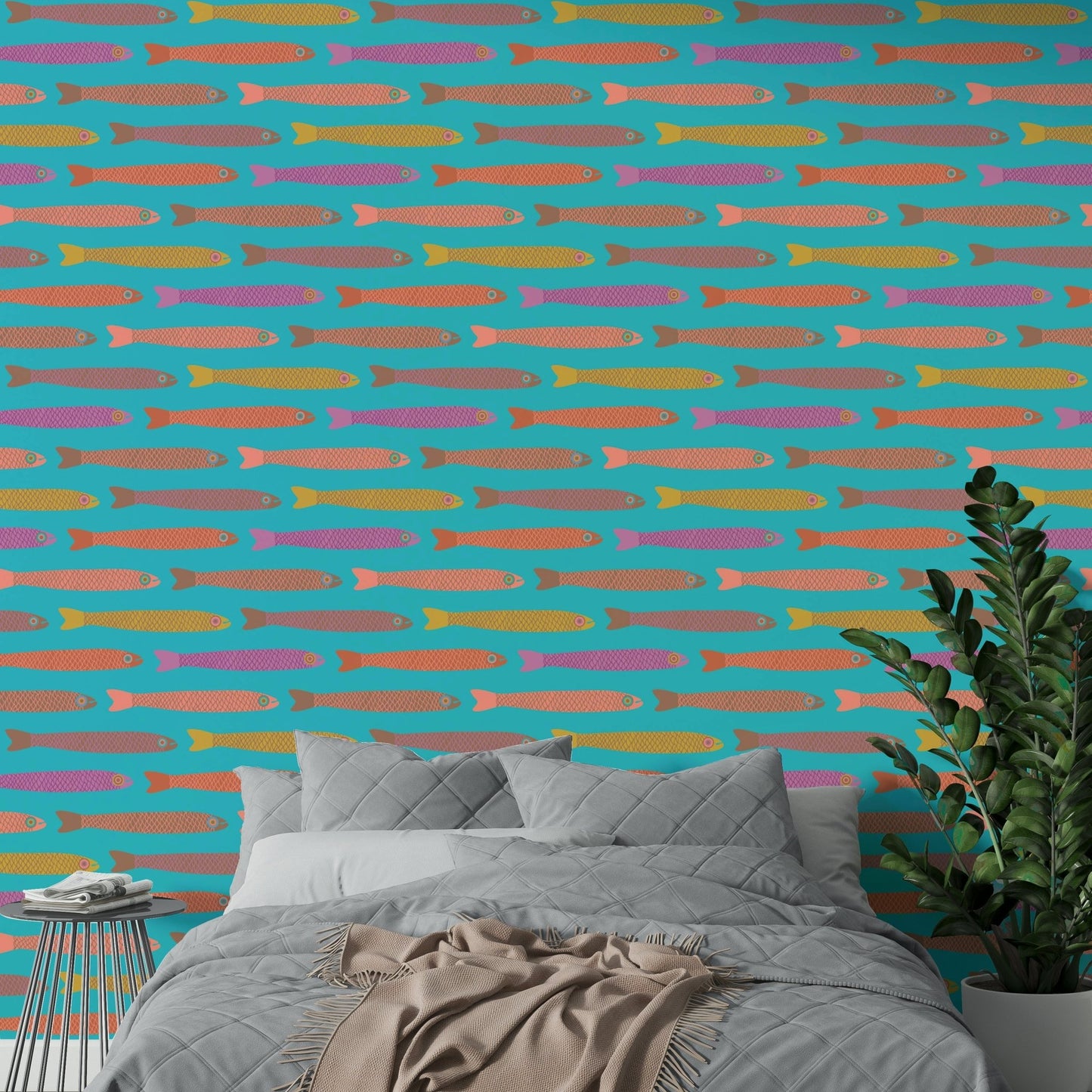 Artistic vintage fish wallpaper
