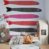 Artistic fish design mural wallpaper
