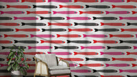 Anchovies retro fish wallpaper design
