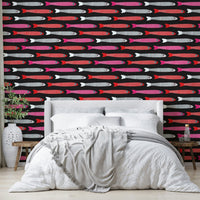 Fun anchovy pattern wall covering
