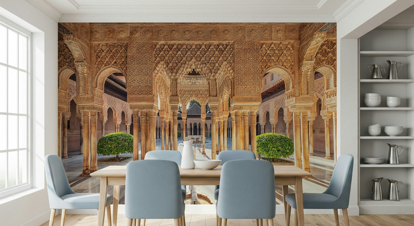 Ancient Nasrid dynasty architecture Andalusian Courtyard peel and stick wallpaper.