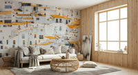 Mediterranean village stacked homes Andalusian Village wall covering.