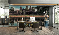 A calming serene reflection wallpaper mural that defines a space.

