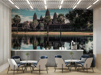A serene temple reflection wall mural for your decor.

