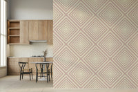 Muted pink and cream colors define Angled Stripes for walls.