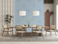 Angles of Azure wallcovering architectural inspired visual impact.