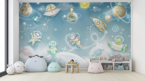 Animal astronaut space wallpaper mural
