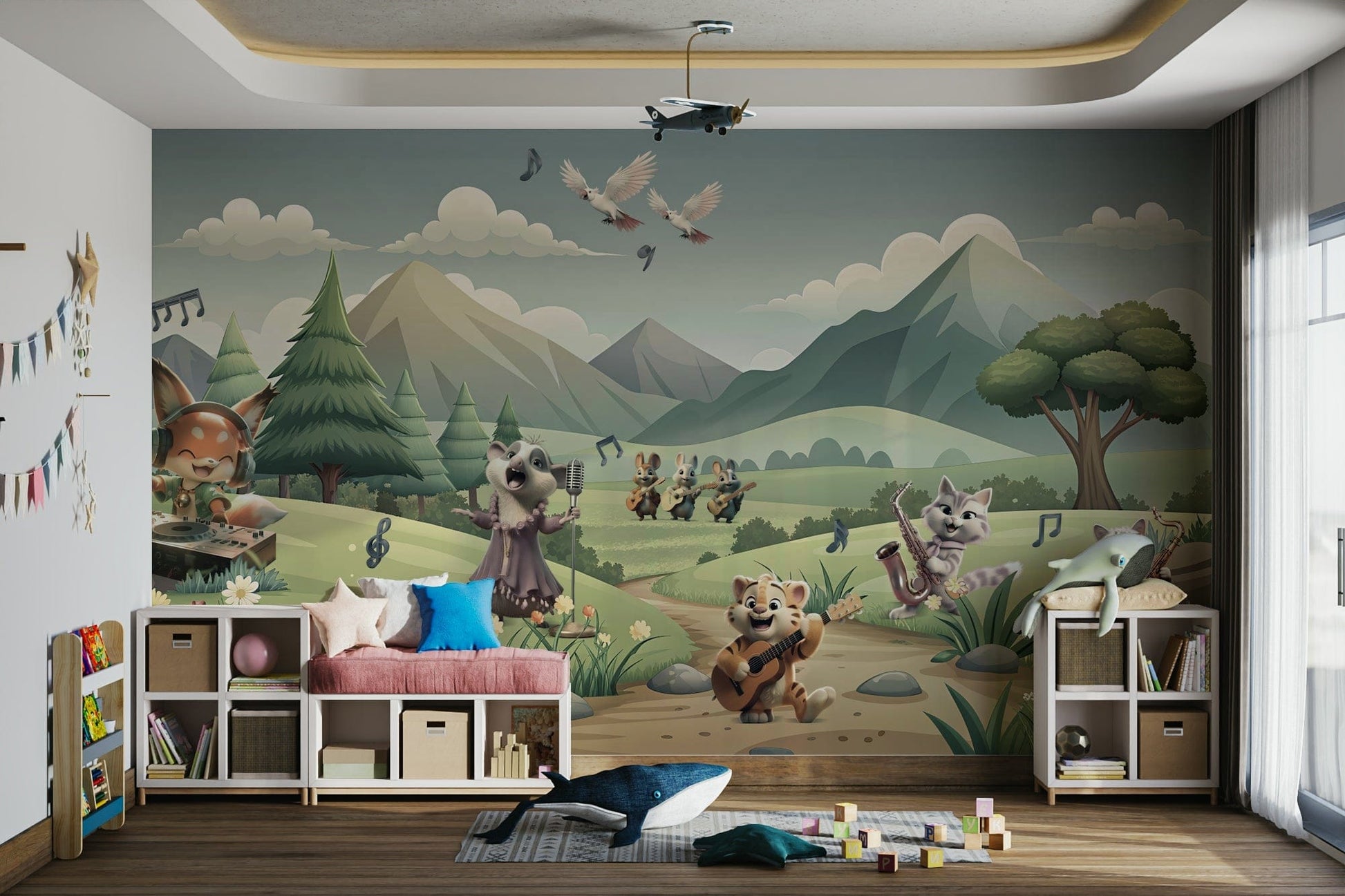 The image is suitable for a kids room or a playroom.

