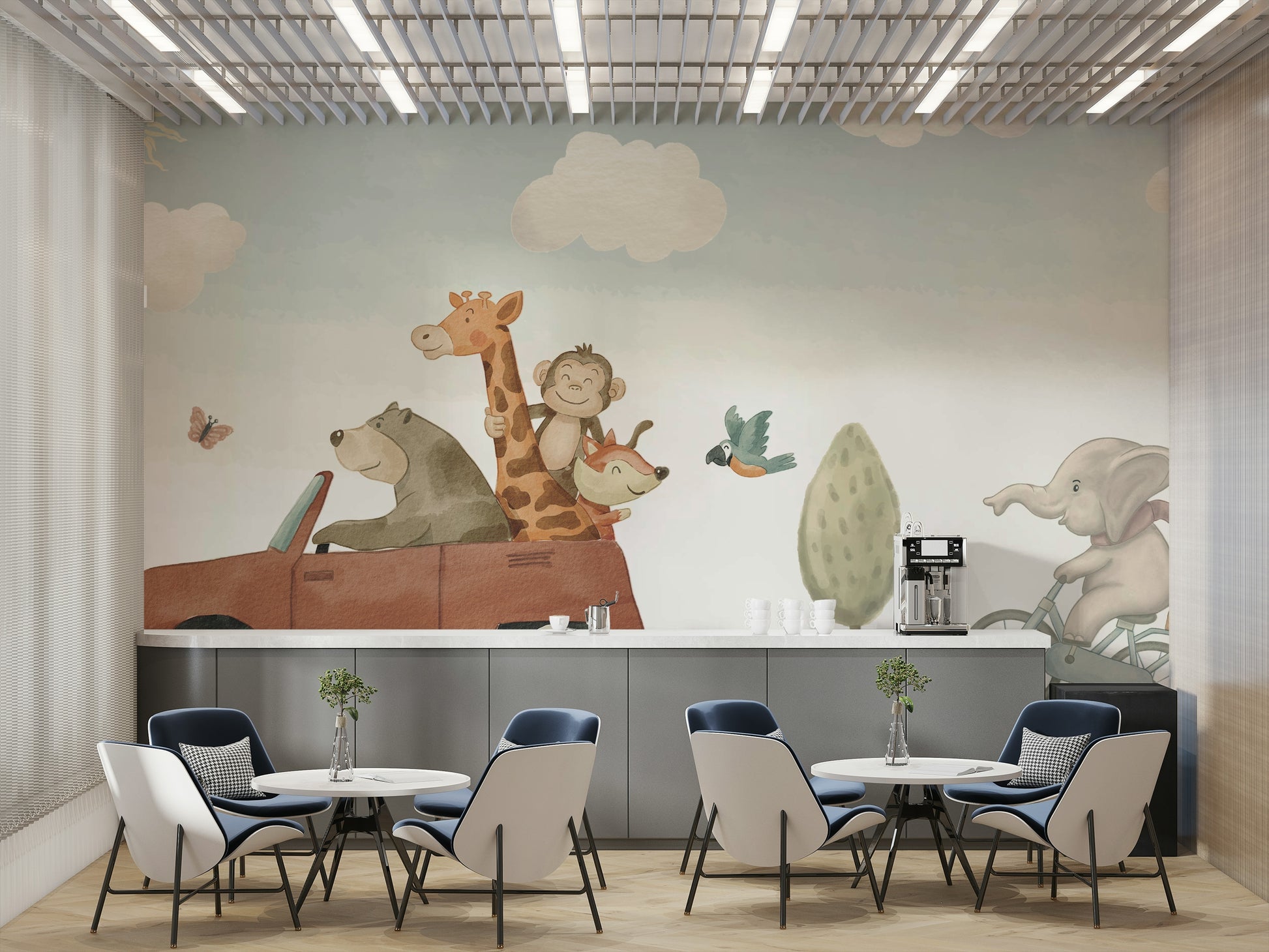 Animal storybook wall art for toddler playroom